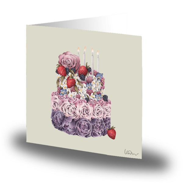 Kort 15x15 cm Flower Cake - Fantasia