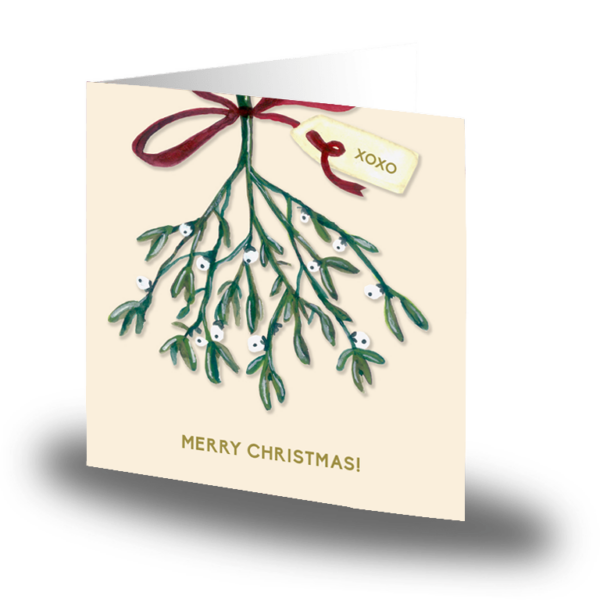 Kort - Merry Christmas - Mistletoe - Astrid J Collection Mått: 7,5 x 7,5 cm